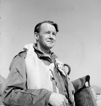 Flight Lieutenant (Flt Lt) Maxwell (Max) Scannell, attached to No. 77 Squadron RAAF at a forward United Nations (UN) airfield. Flt Lt Scannell trained the RAAF pilots to become qualified to fly Gloster Meteor F.8 jet aircraft which replaced the Mustang P51 aircraft previously operated by the Squadron. Australian War Memorial DUKJ4027 