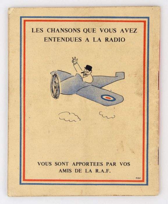 Songbook 'Chansons de la BBC' [back cover]. From the collection of the Air Force Museum of New Zealand.
