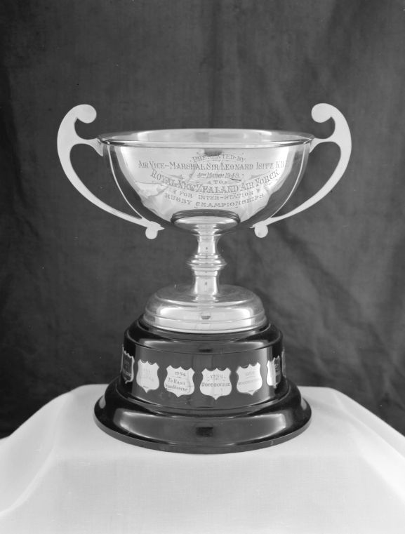 Trophy. The Isitt Cup for the Royal New Zealand Air Force rugby competition.