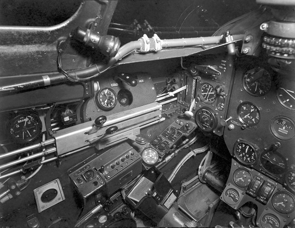 Cockpit of Meteor NZ6001 at RNZAF Station Ohakea, July 1946. Imag ref OhG407_46, RNZAF Official.
