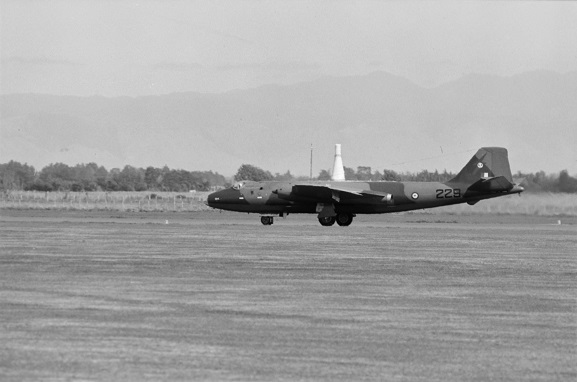 RAAF Canberra A84-229 taxiing for a flying display at Air Force Day '81, Ohakea. Image ref OhG485-81, RNZAF Official. 