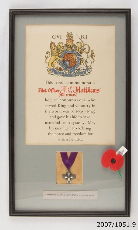 Memorial Cross and scroll (framed)