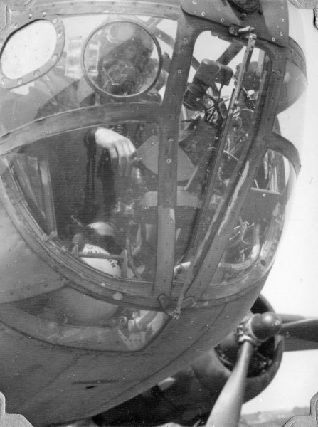 Stanley-Wilks-in-nose-of-Mitchell-Aircraft