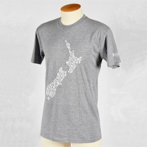 NZ Map Tee Shirt - Grey Marle